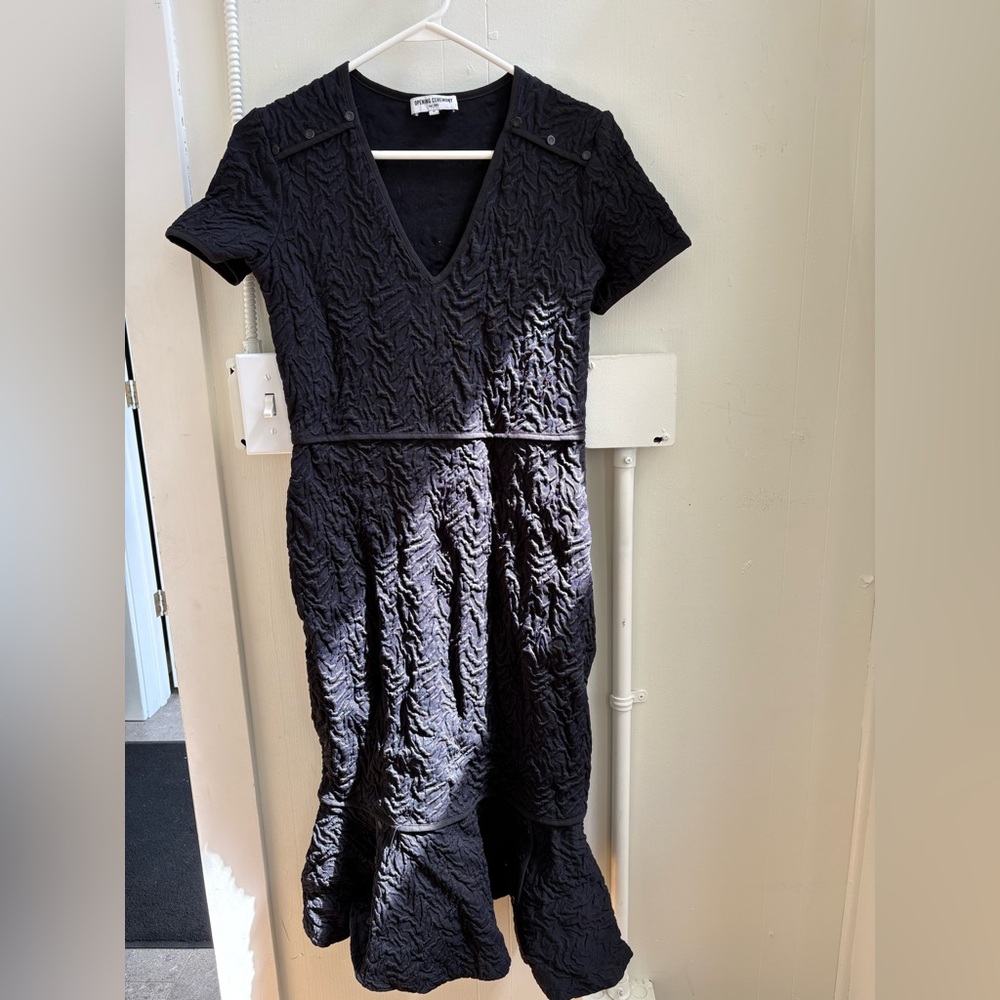 Opening Ceremony Black Textured Midi Dress